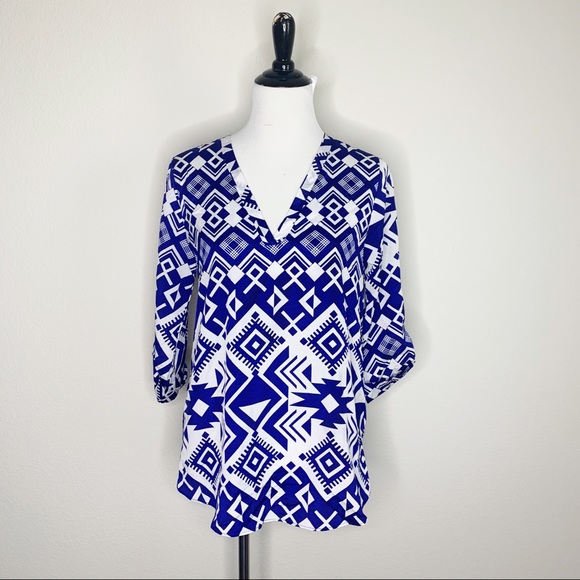 Anthropologie Tops - Anthropologie Everly Tunic, Blue and White